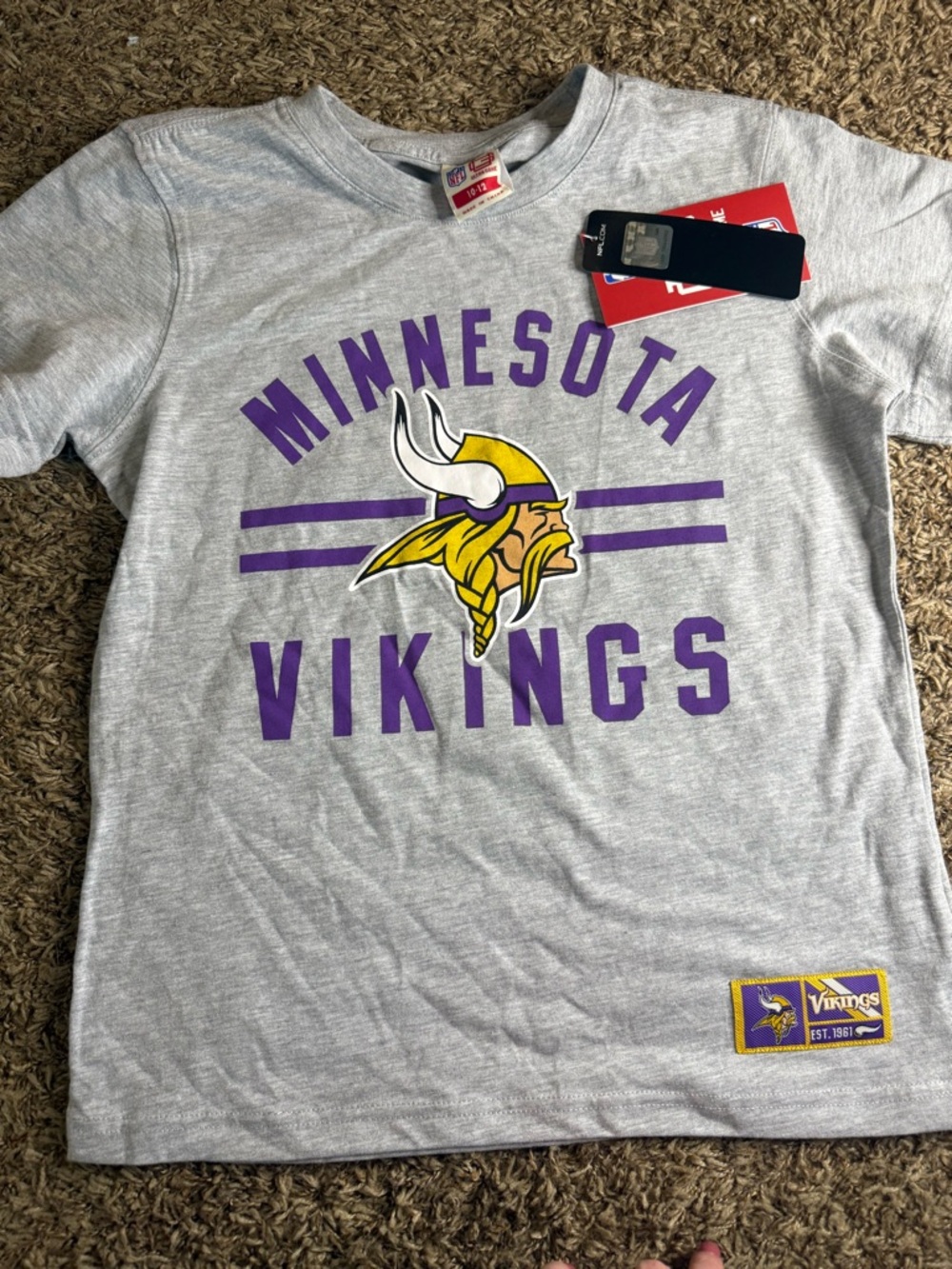 NFL Minnesota Vikings Gray Purple Yellow Short Sleeve Tee